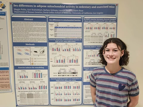 Maggie Polite and her poster at the Joint SCORE Symposium.